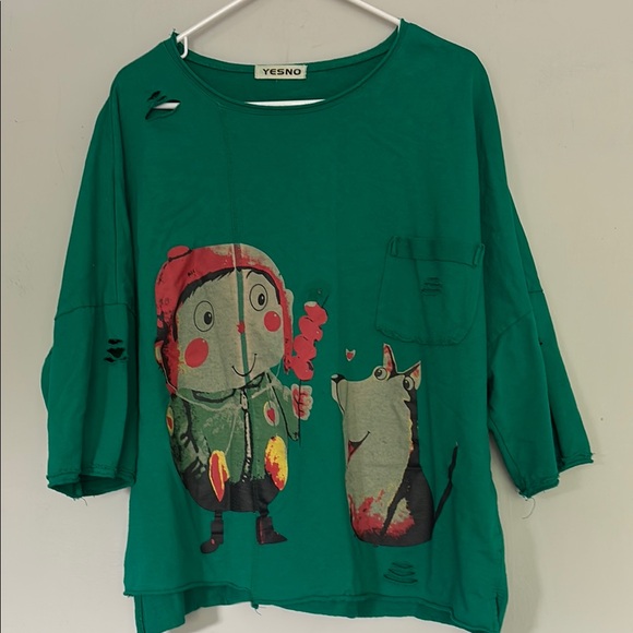Yesno Green Graphic Shirt - Picture 1 of 11